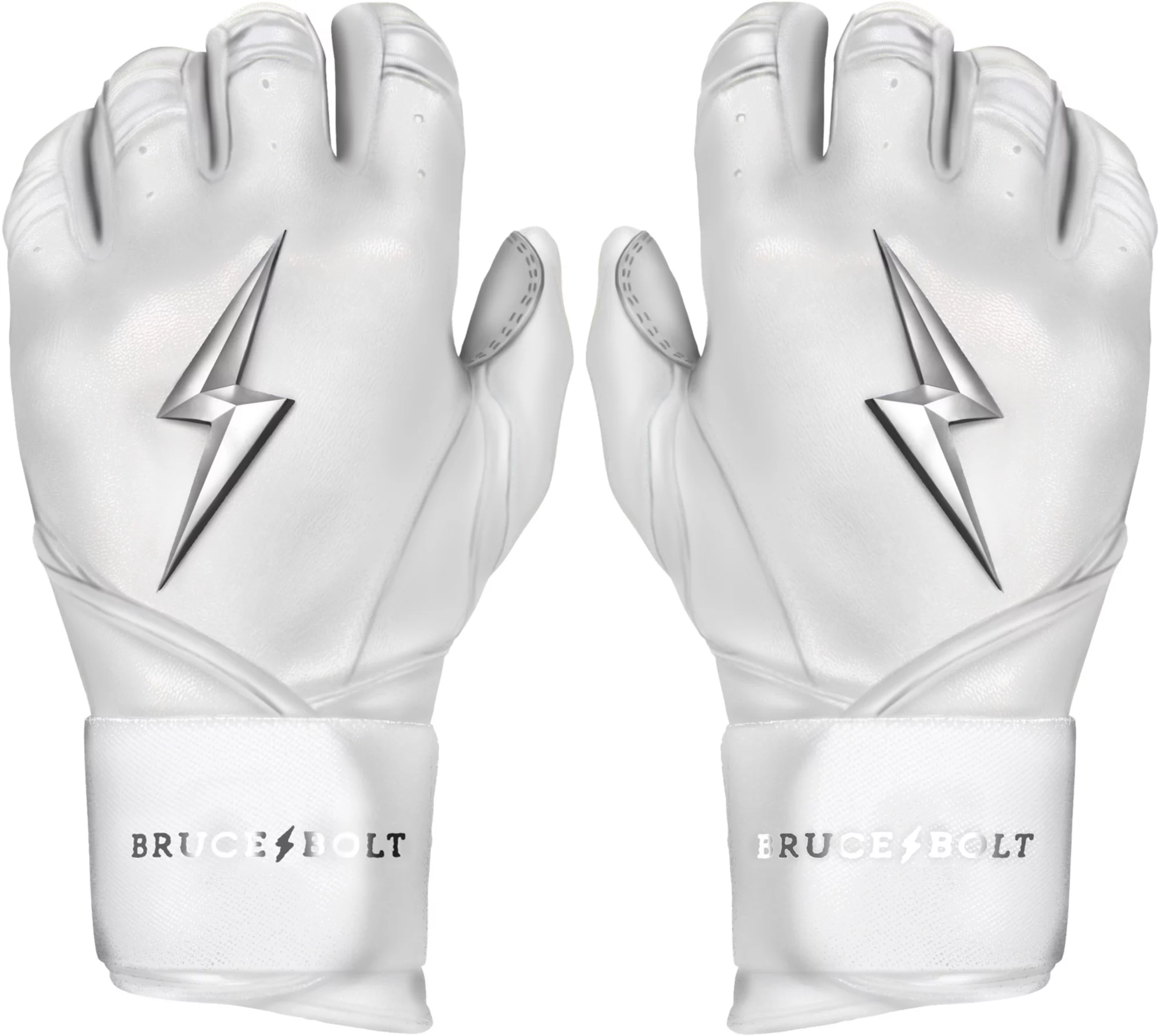 Bruce Bolt Adult Long Cuff Chrome Batting Gloves