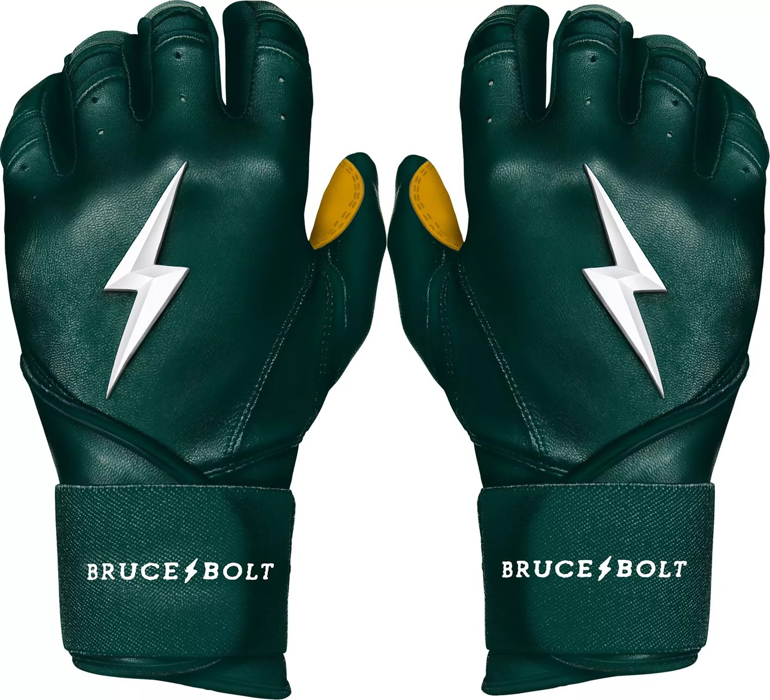 Bruce Bolt Adult Long Cuff Gold Palm Batting Gloves