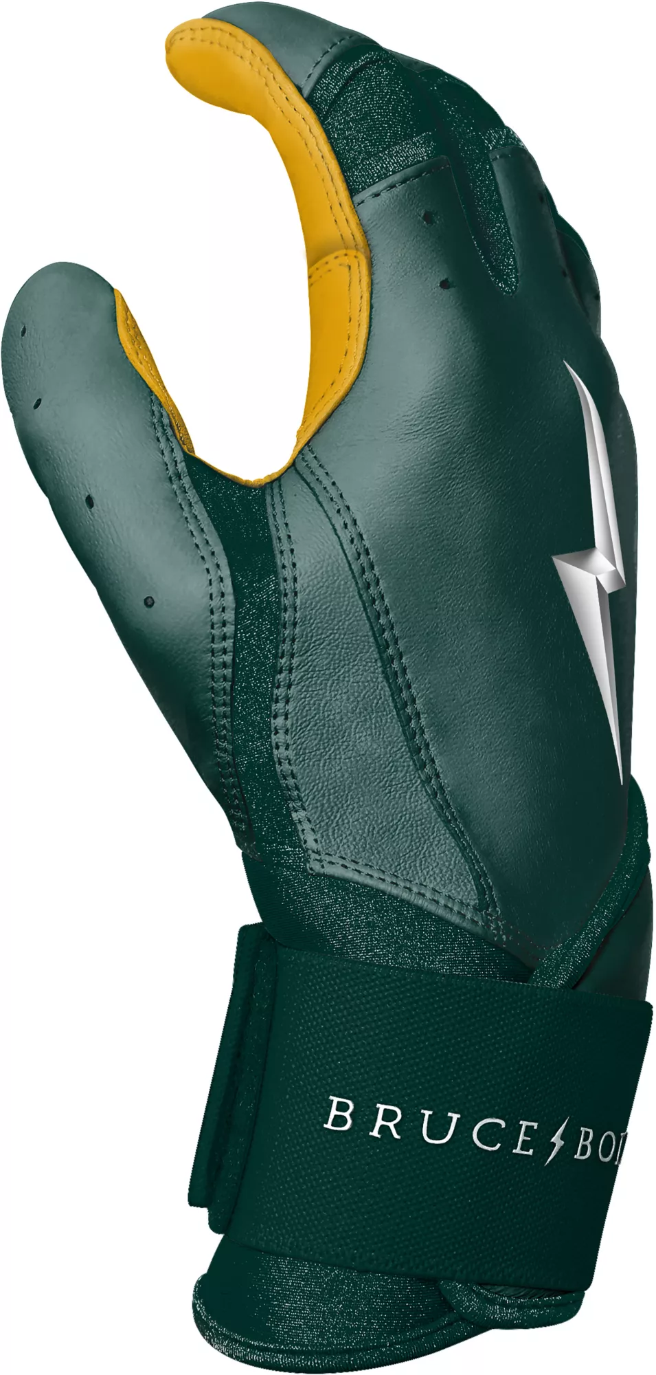 Bruce Bolt Adult Long Cuff Gold Palm Batting Gloves - Image 3