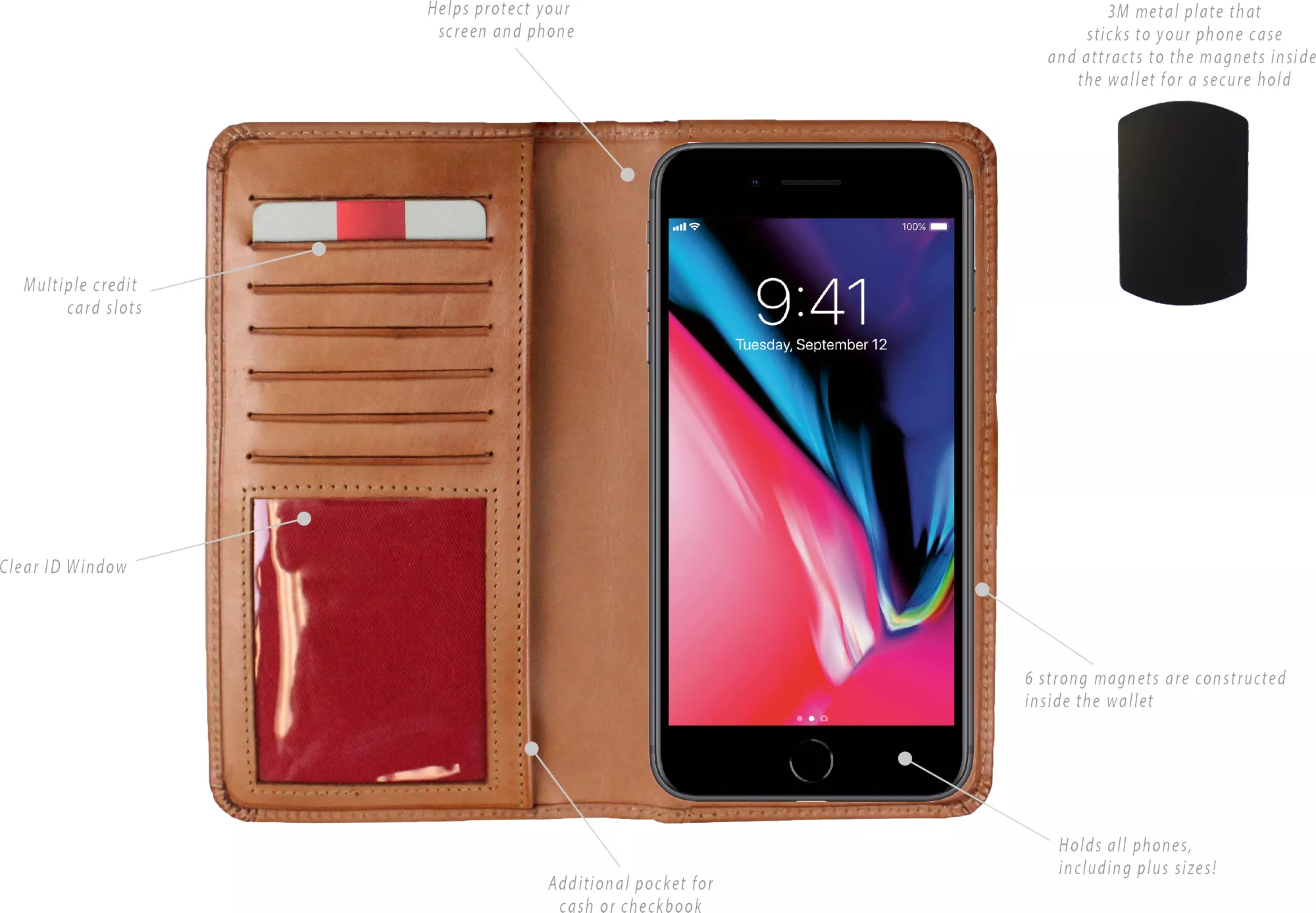 Rawlings Leather Magnetic Wallet & Phone Case - Image 3